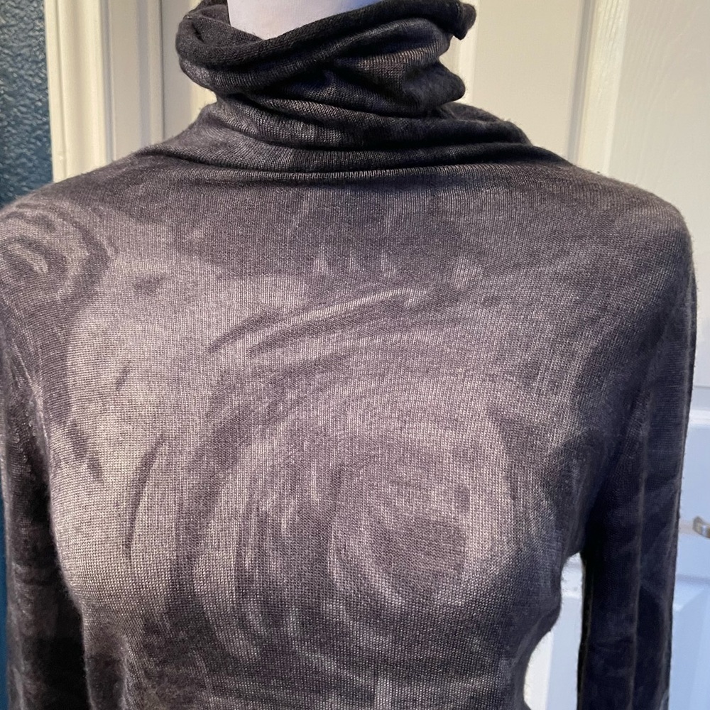 Avant Toi Cashmere Silk Floral Grey  Turtleneck S - Picture 6 of 9